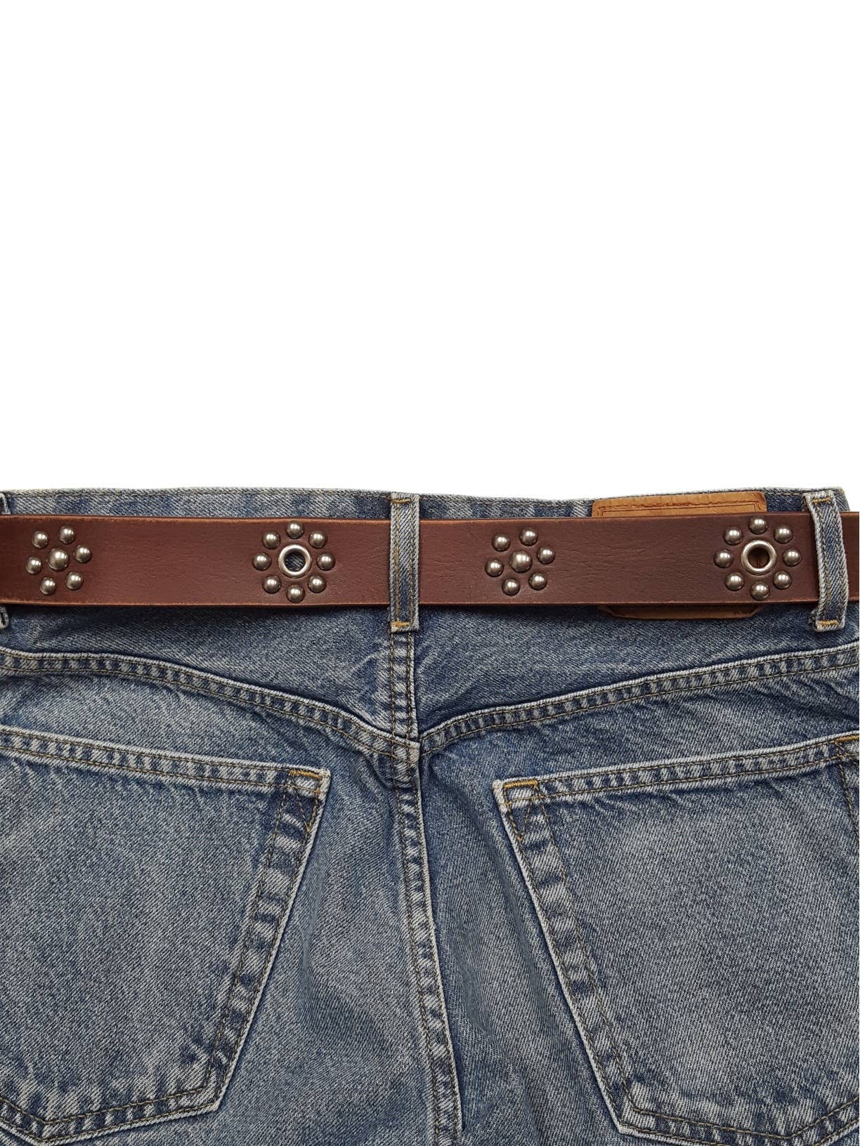 Vintage Edge Distressed Leather Studded Belt