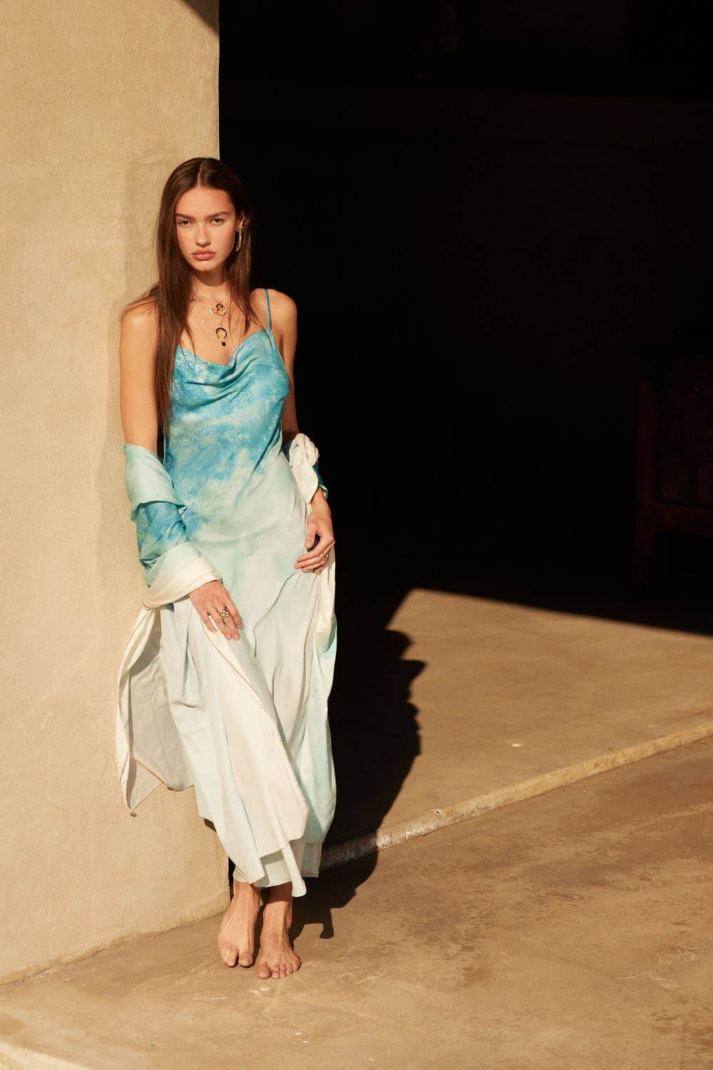 Tie Dye-Print Satin Bias-Cut Maxi Dress - SAUVAGE ZSA™