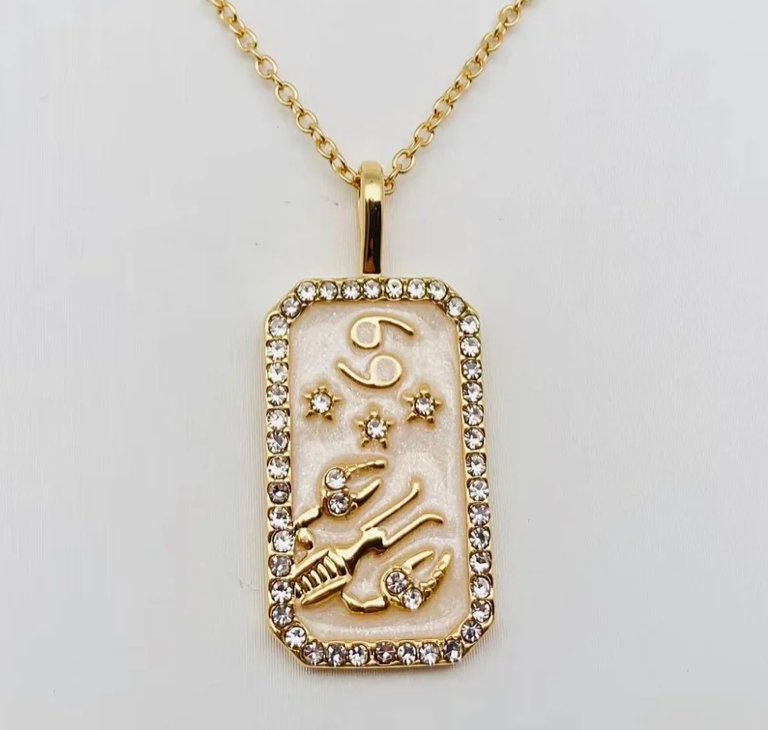 Cancer- Astrological Zodiac Tarot Card Enamel and Crystal