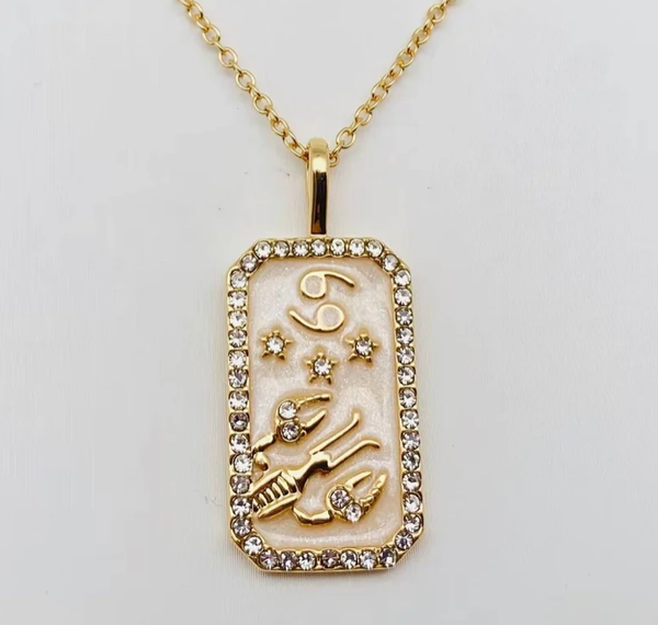 Cancer- Astrological Zodiac Tarot Card Enamel and Crystal