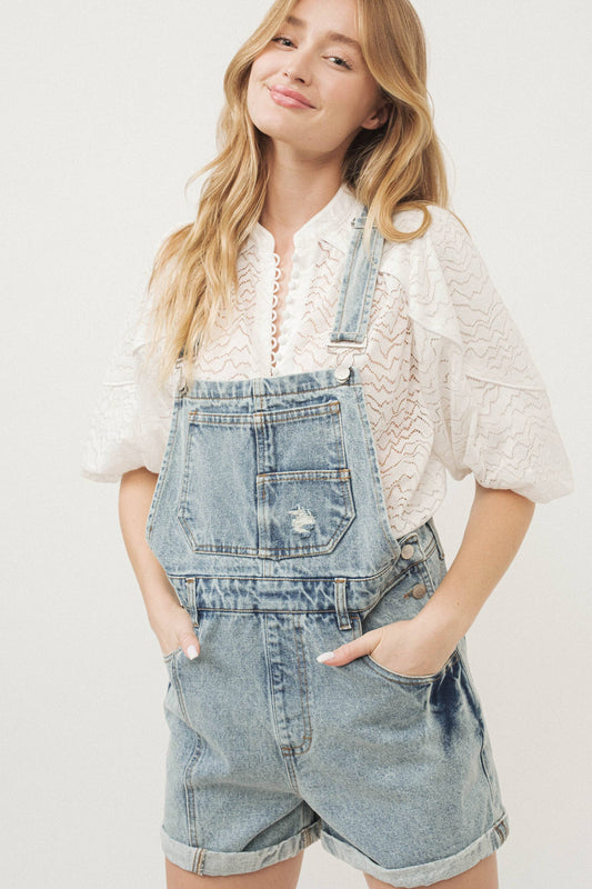 Denim Overall Shorts