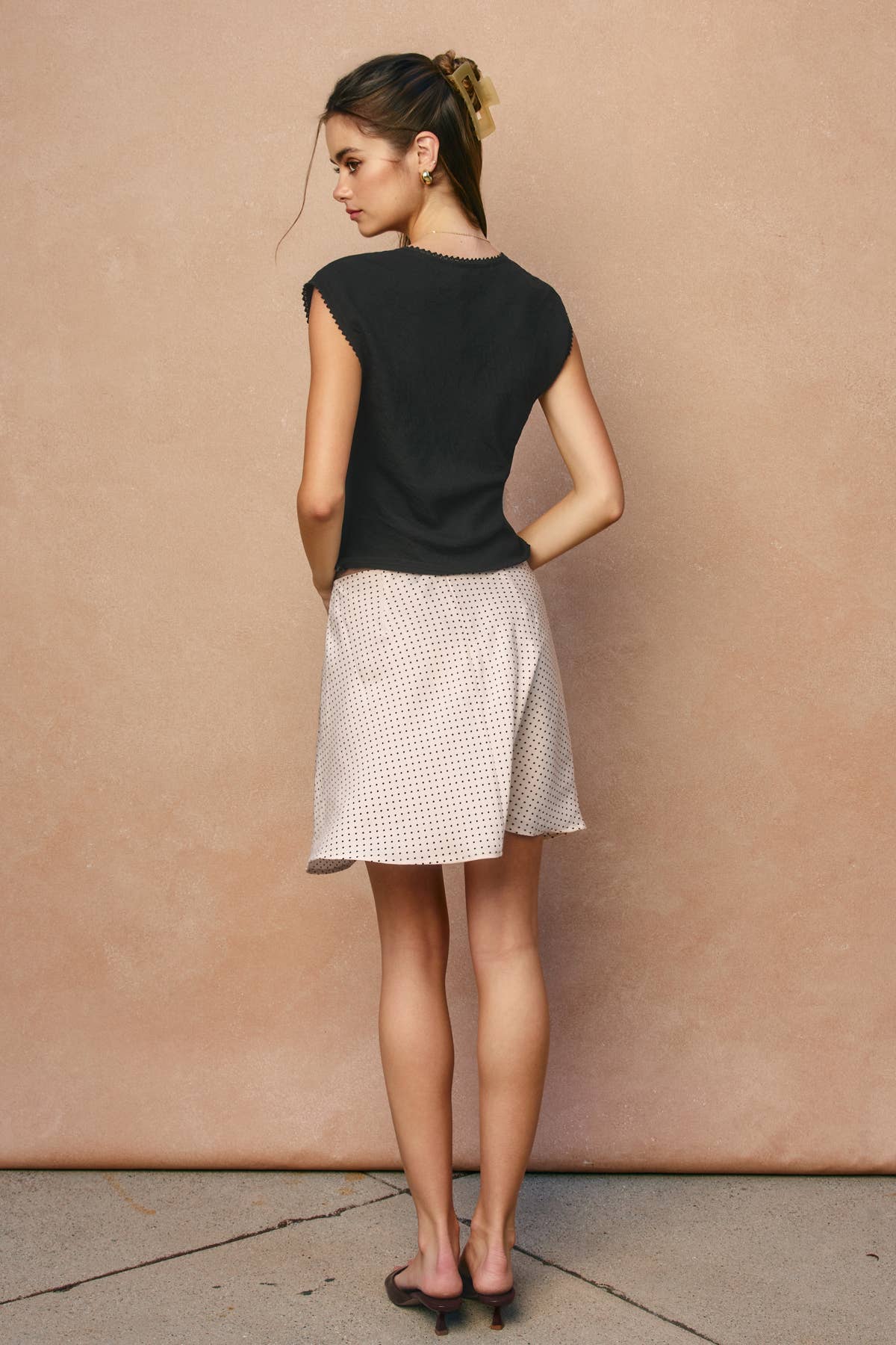Mini Polka Dot Bias Cut Darling Flared Skirt
