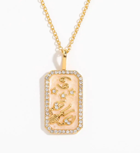 Cancer- Astrological Zodiac Tarot Card Enamel and Crystal