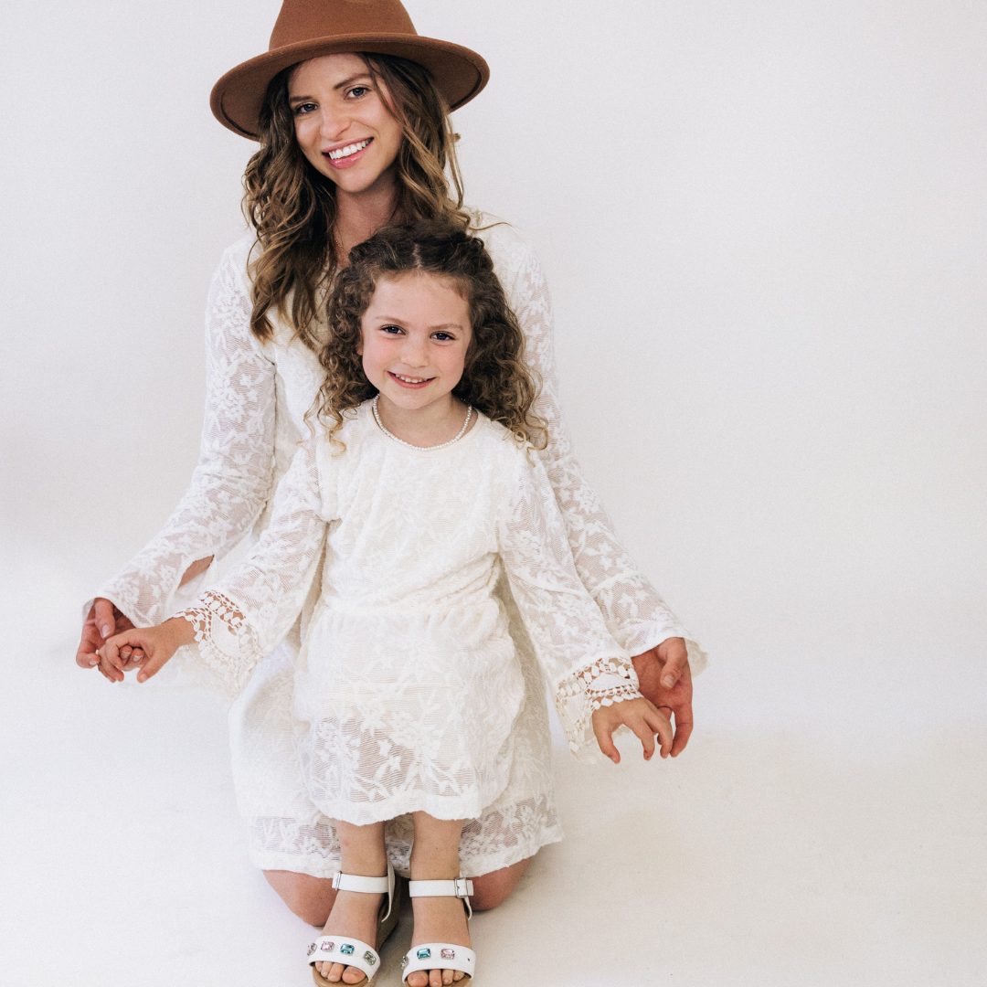 Ivory Lace Mommy & Me Bridal Dress - Flower Girl Dress - Wedding Girl