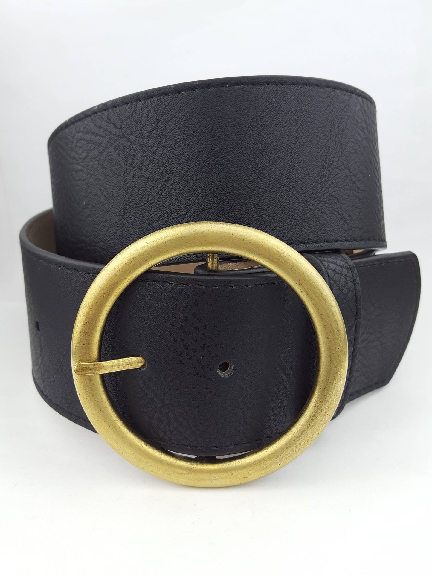 Wide High Waist Belt with Round Buckle