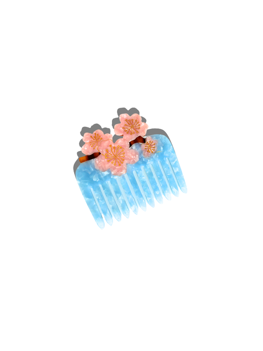 Hand-painted Cherry Blossom Pocket Hair Comb