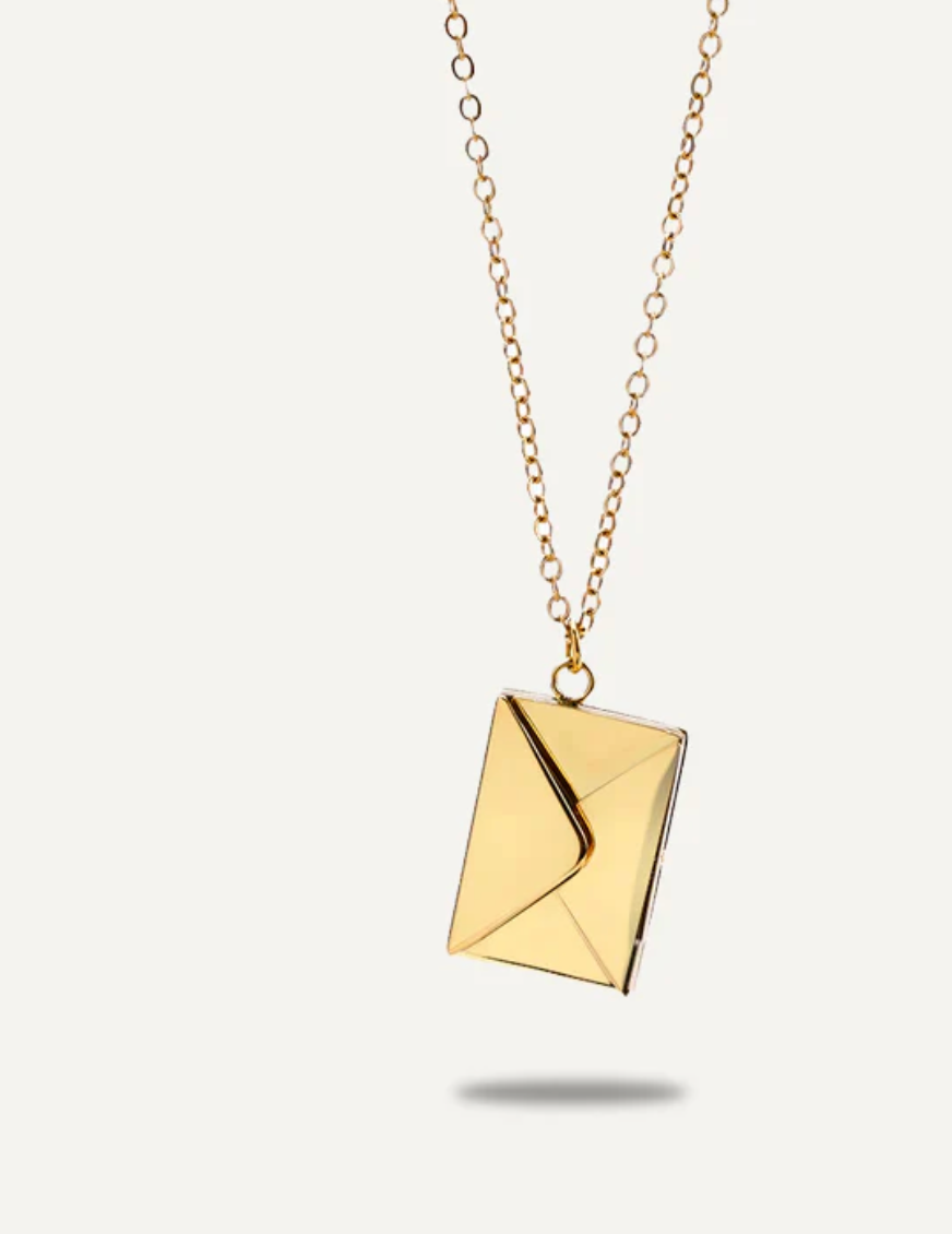 Love Letter 14K Gold Steel  Envelope and Letter necklace