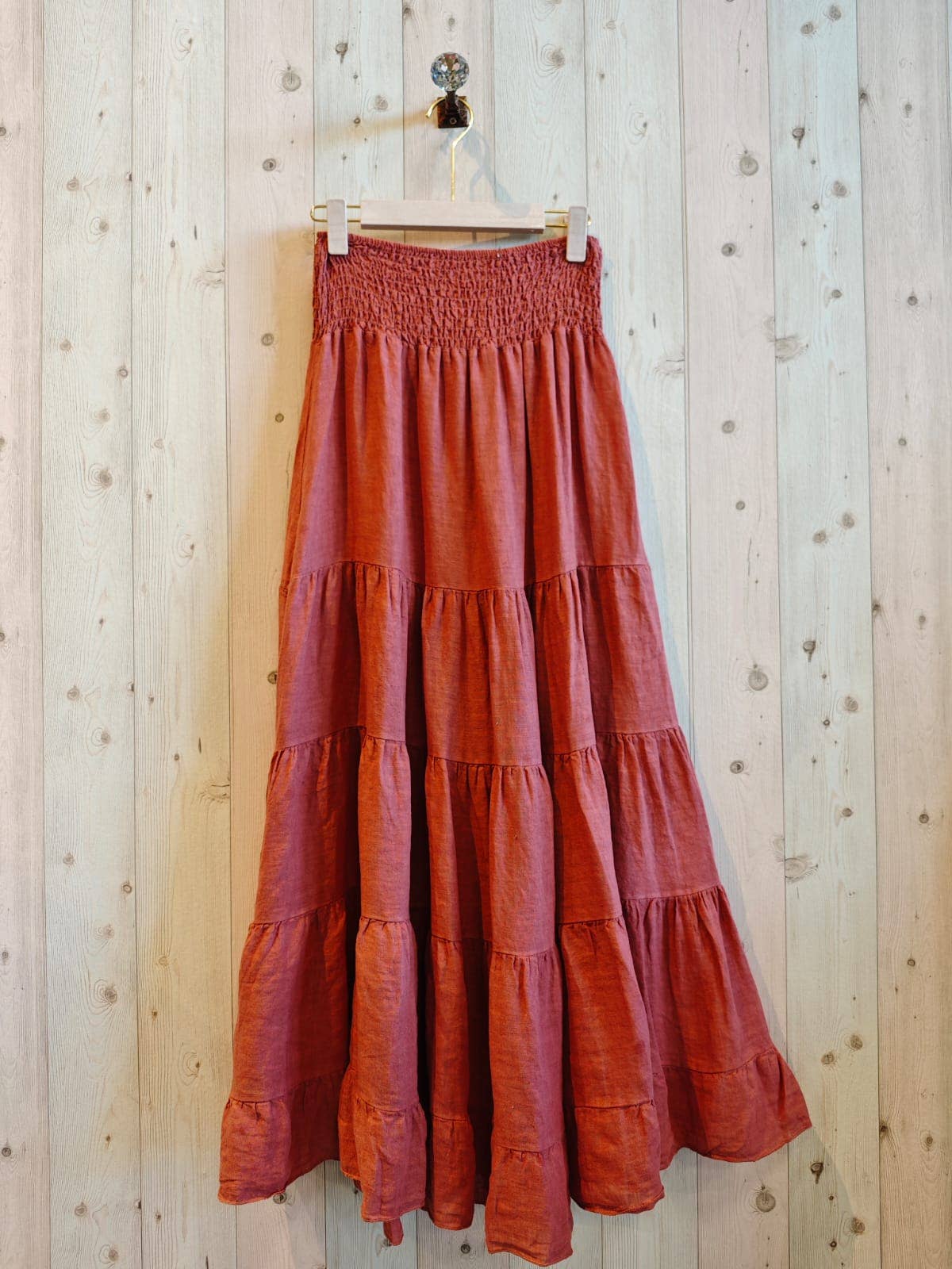 Italian Linen Tiered Bohemian Maxi Skirt