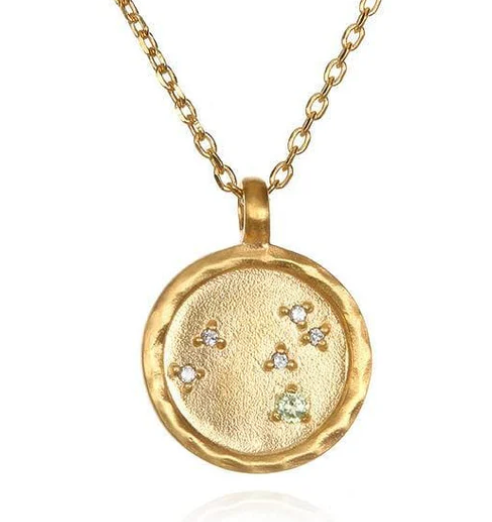Celestial Zodiac Coin and CZ Necklaces - 14K gold - Birthday Gift