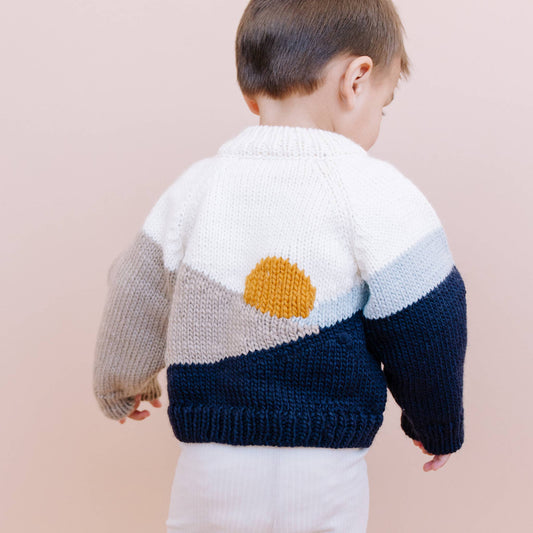 Organic Cotton Baby & Kids Sweater Cardigan with Mountain Sunset