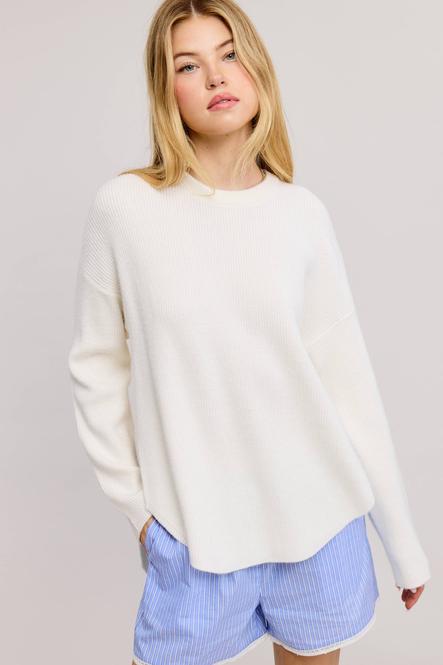 Cozy Knit Sweater with Dual Side Slit
