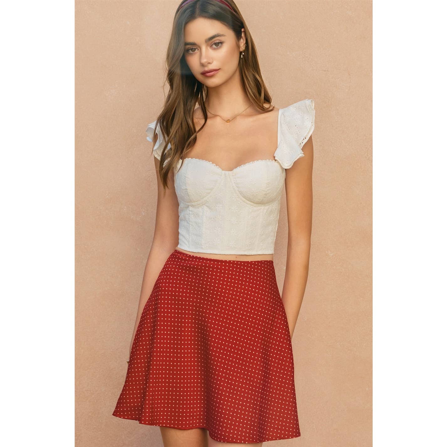Mini Polka Dot Bias Cut Darling Flared Skirt