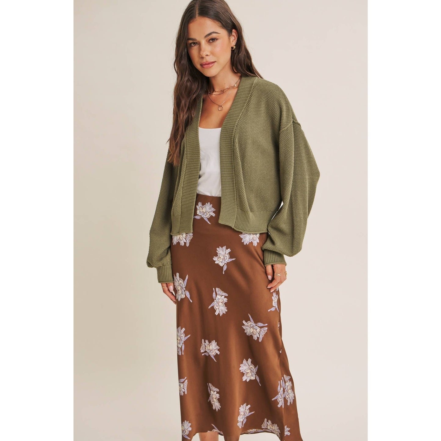 Date Night Satin Floral Midi Skirt