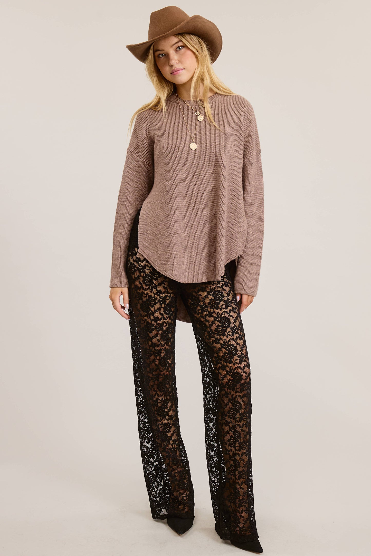 Cozy Knit Sweater with Dual Side Slit