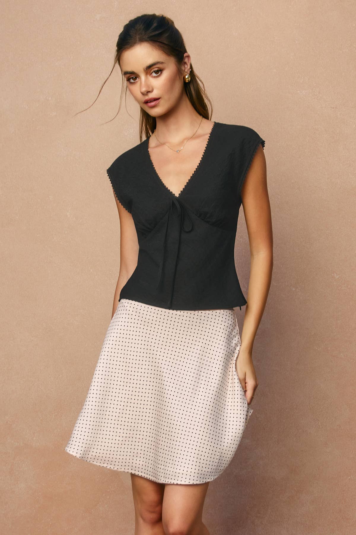 Mini Polka Dot Bias Cut Darling Flared Skirt