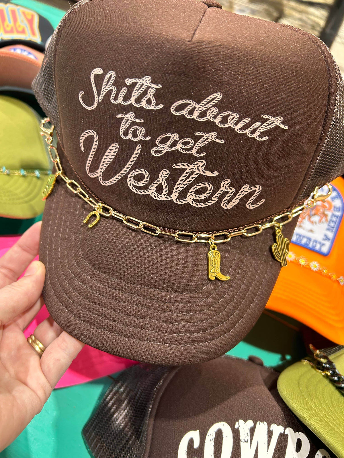 Gold Western Charmed Trucker Hat Chain – SAUVAGE ZSA® display picture 2