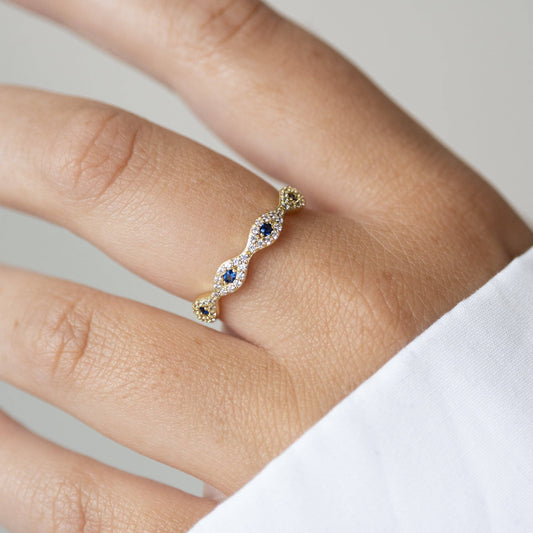 White Gold Evil Eye Ring