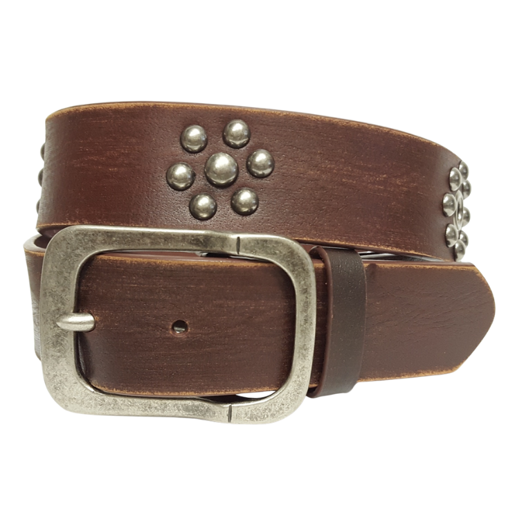 Vintage Edge Distressed Leather Studded Belt
