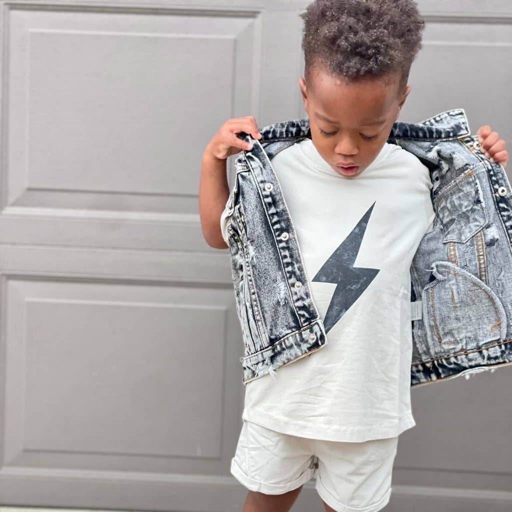Boys Grey Lightening Spark Tee Shirt - USA Made