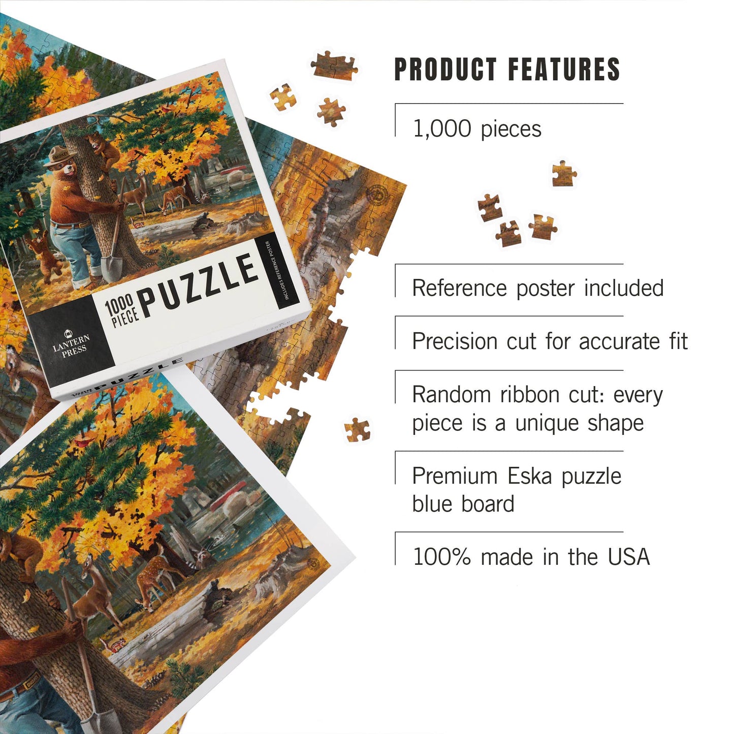 1000 PIECE PUZZLE Smokey Bear, Hugging Tree Vintage Poster