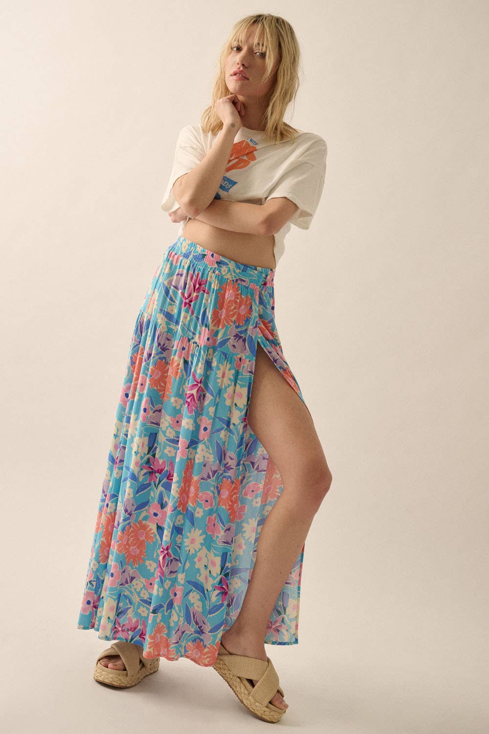 Summer Floral Maxi Skirt