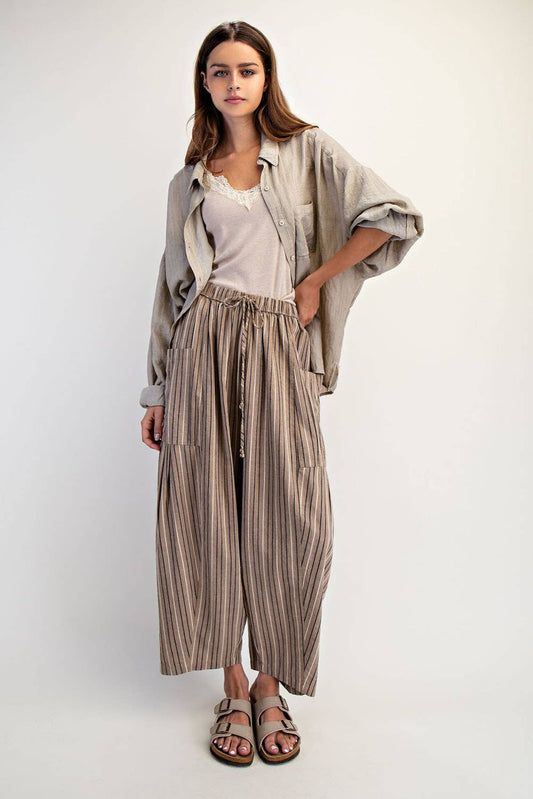 Boho Vertical Stripe Wide Leg Pants