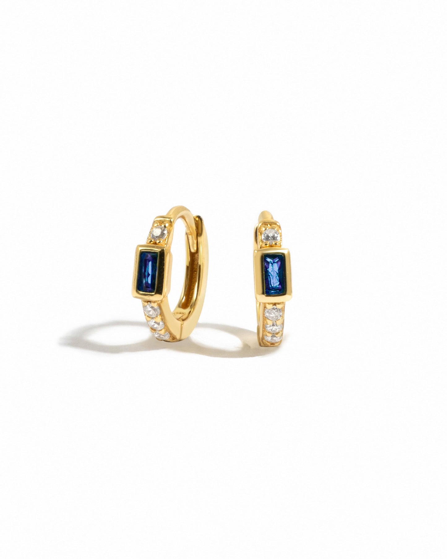 Sapphire Baguette Huggie Earrings