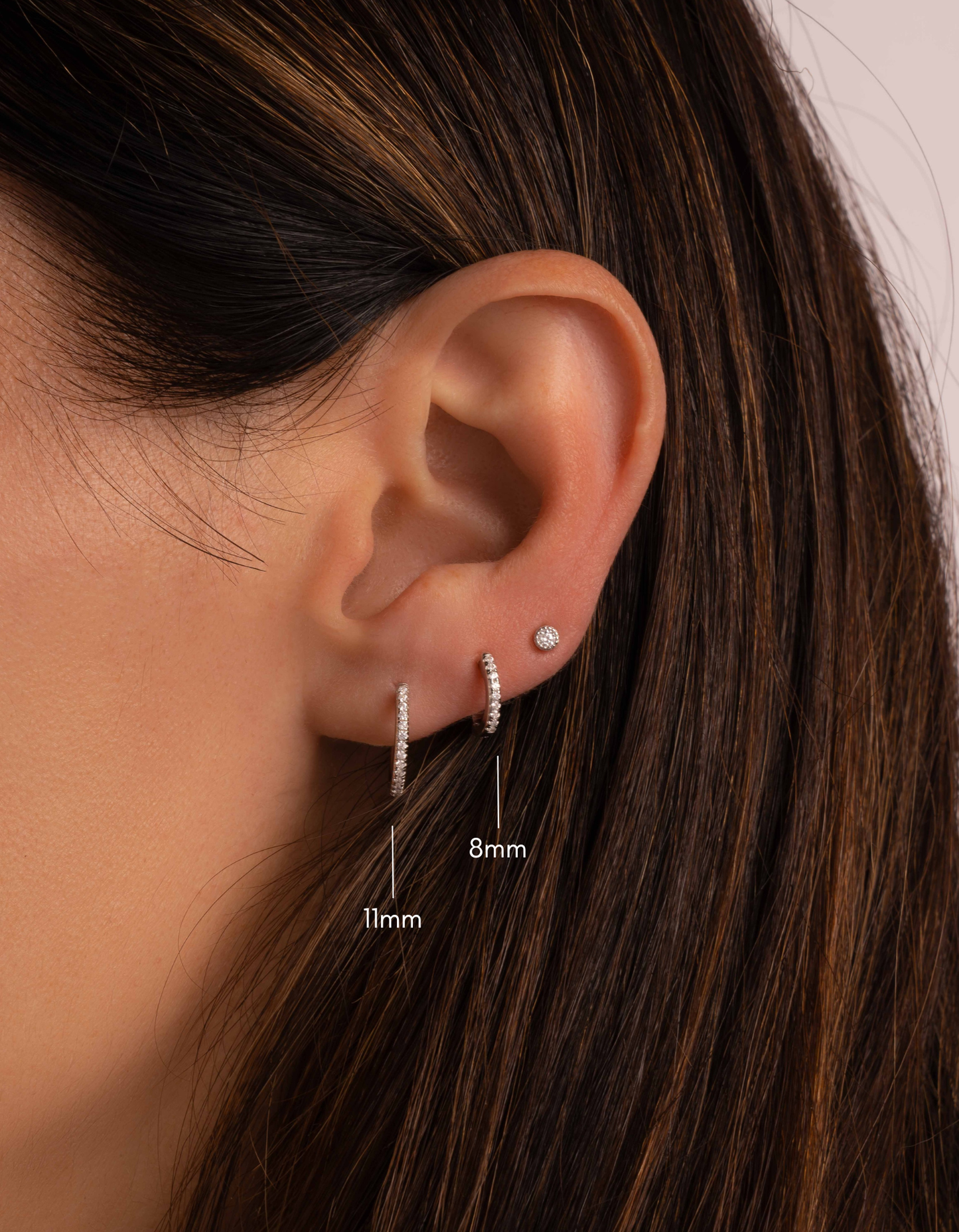 Gold & White Gold Pavé Huggie Earrings