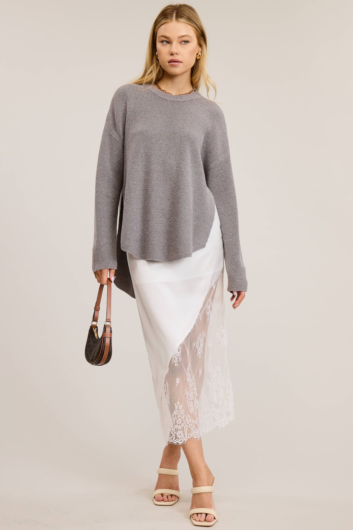 Cozy Knit Sweater with Dual Side Slit