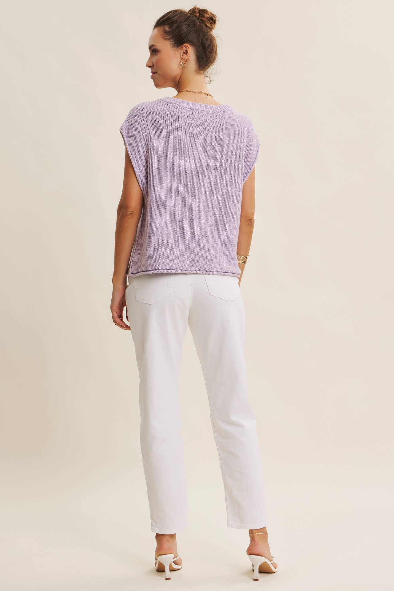 EVERYDAY EDIT RELAXED COTTON SWEATER VEST WITH EXPOSED SEAMS