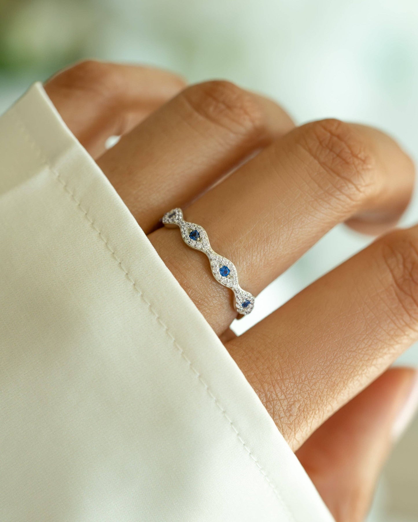 White Gold Evil Eye Ring