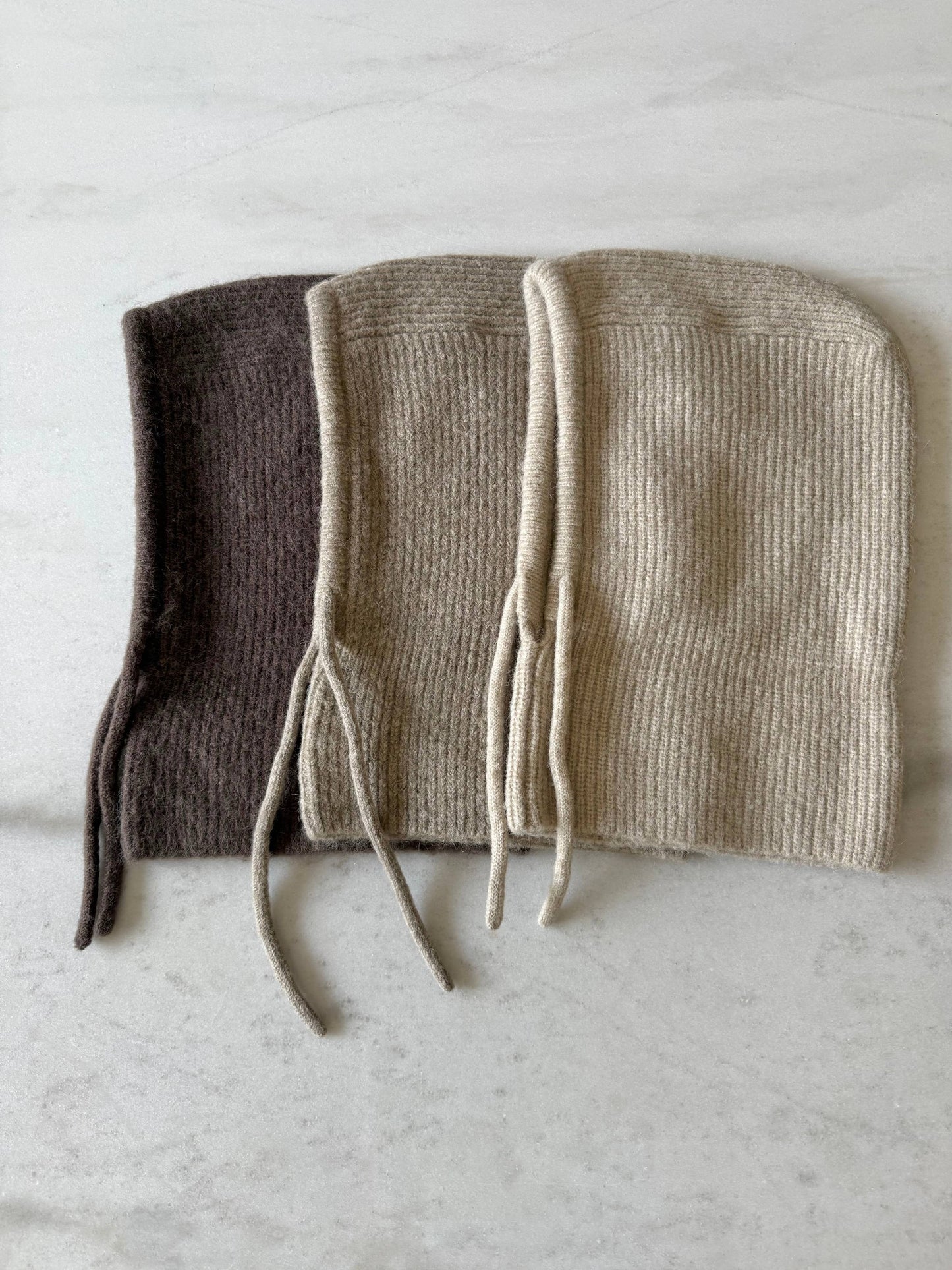 Luxe Knit Blend Balaclava Drawstring Winter Hood