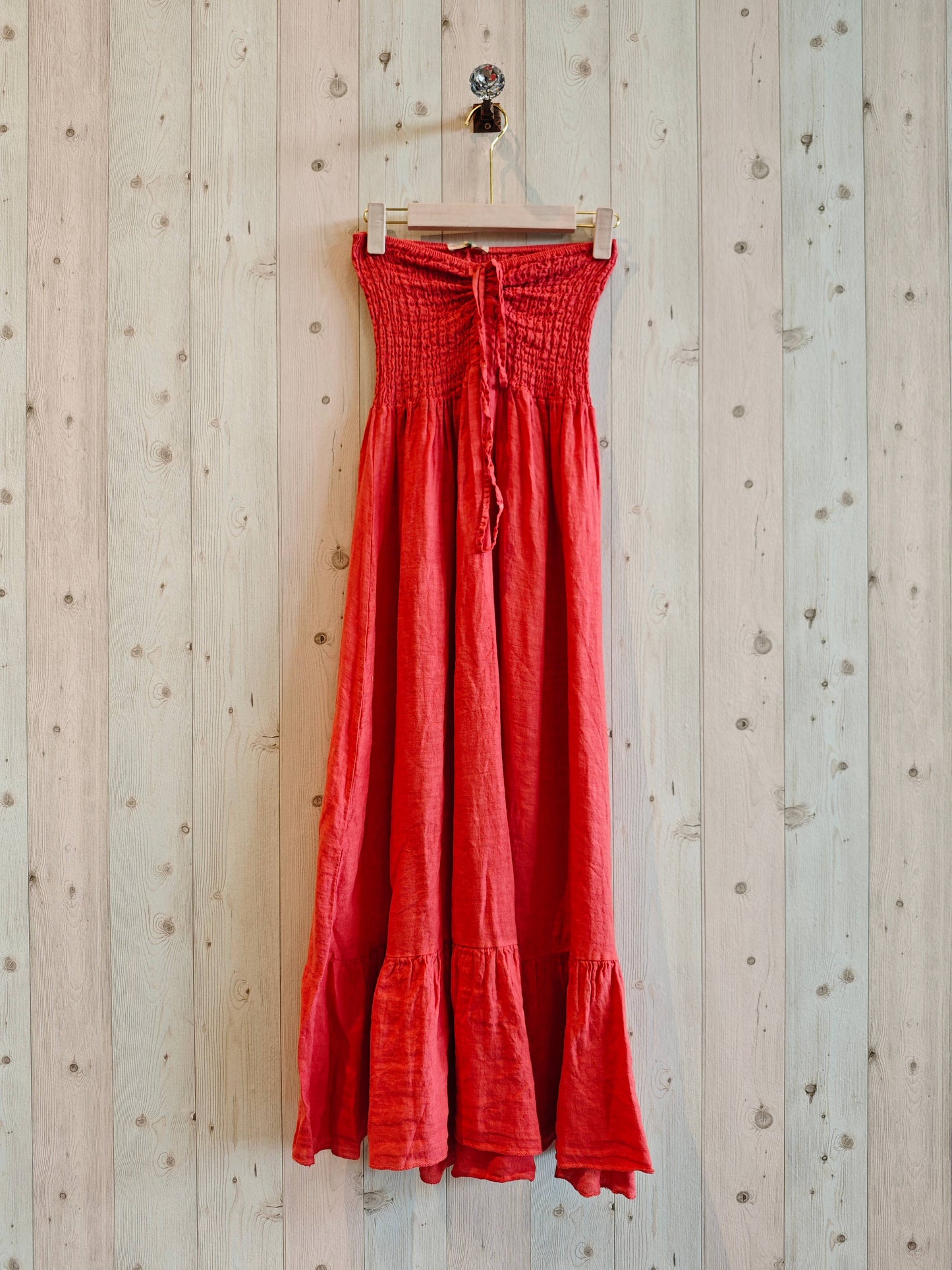 Linen Strapless Maxi Dress