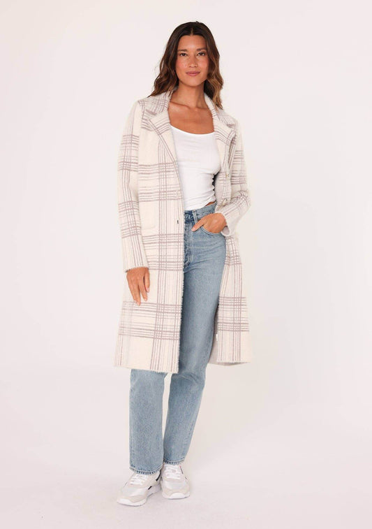 Long Fuzzy Plaid Collared Coatigan - SAUVAGE ZSA™