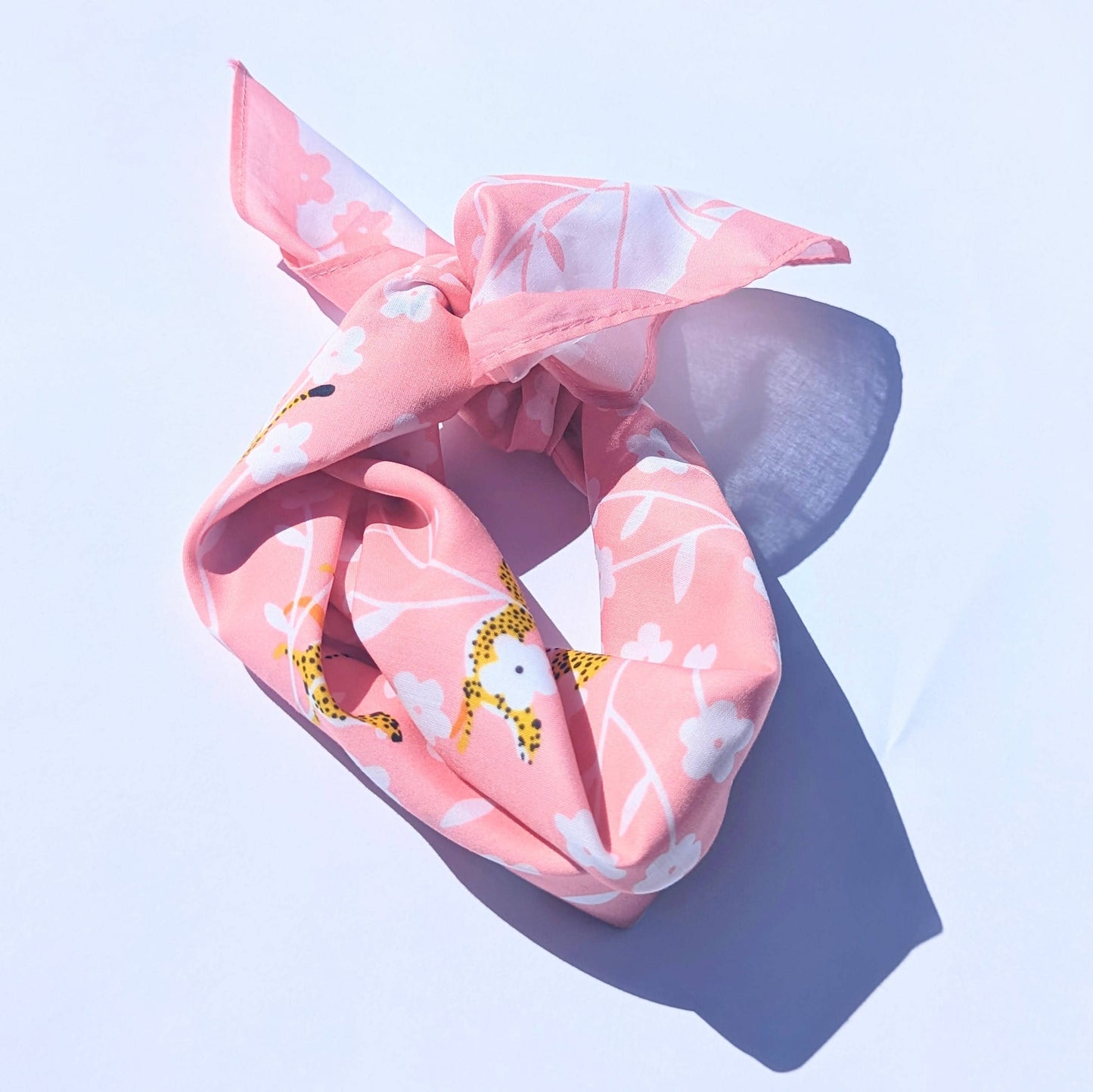 100% Cotton Bandana - Cheetahs and Cherry Blossoms