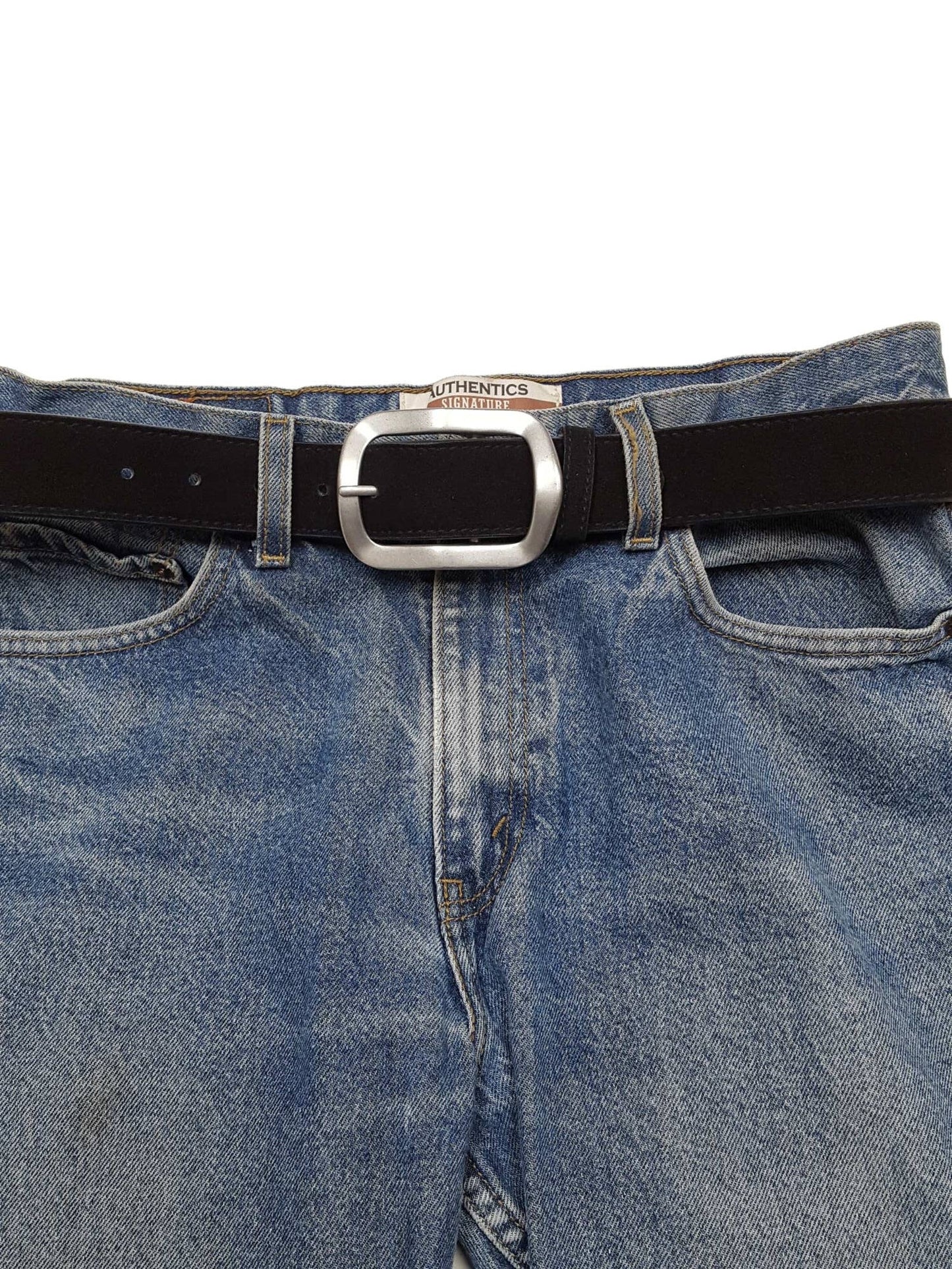 Genuine Suede Leather Belt With Timeless Rectangular Buckle