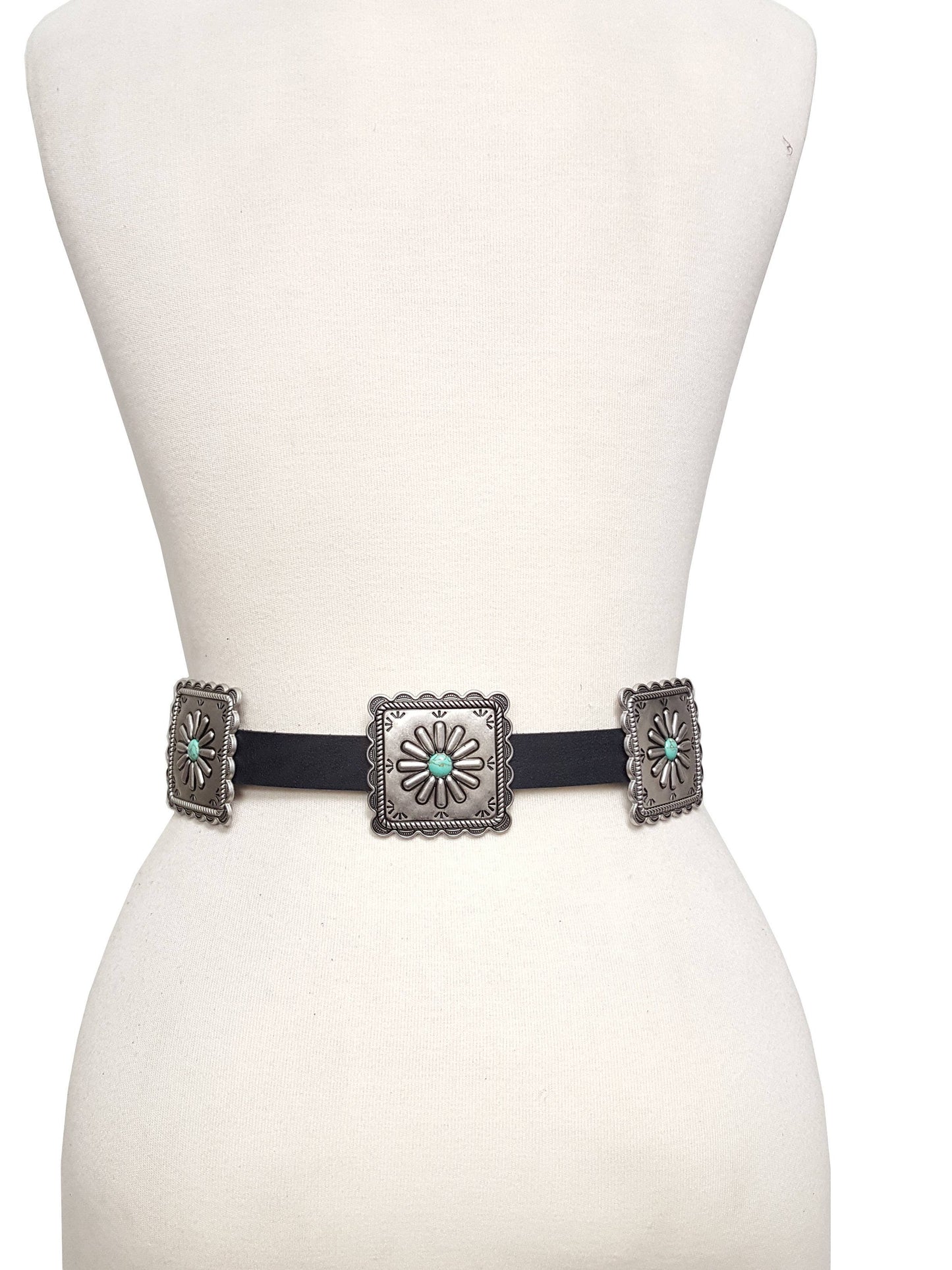 Western Concho Leather Waist Belt