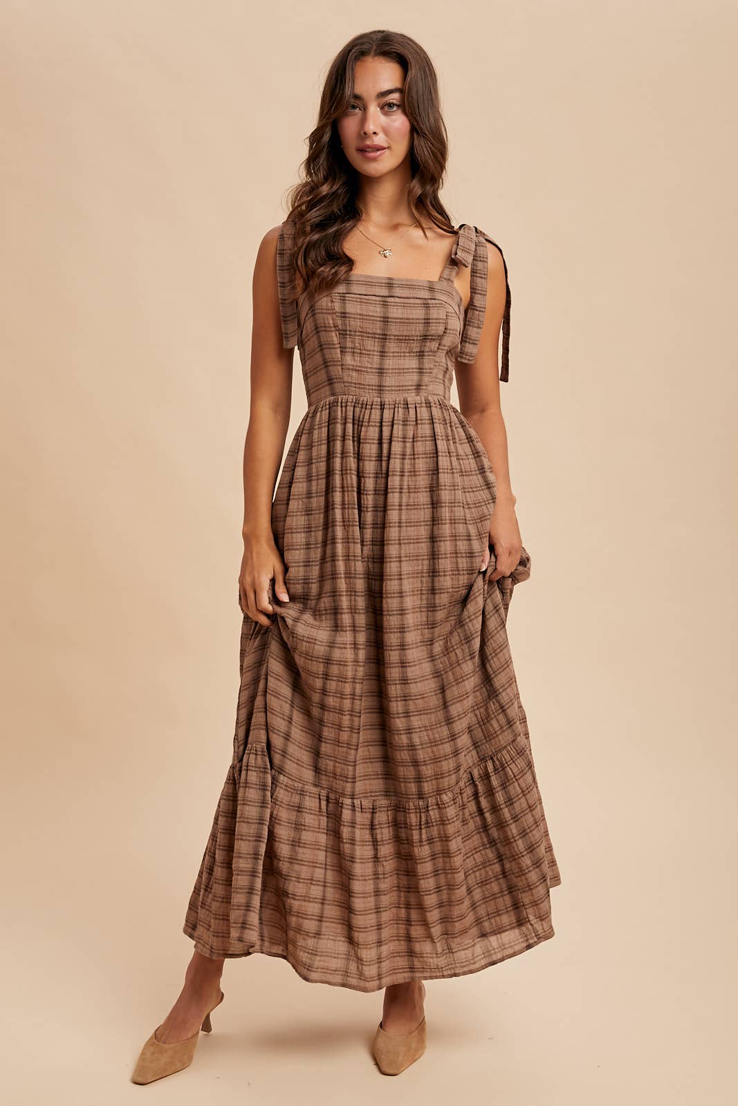 Tartan Red Plaid Cotton Maxi Dress
