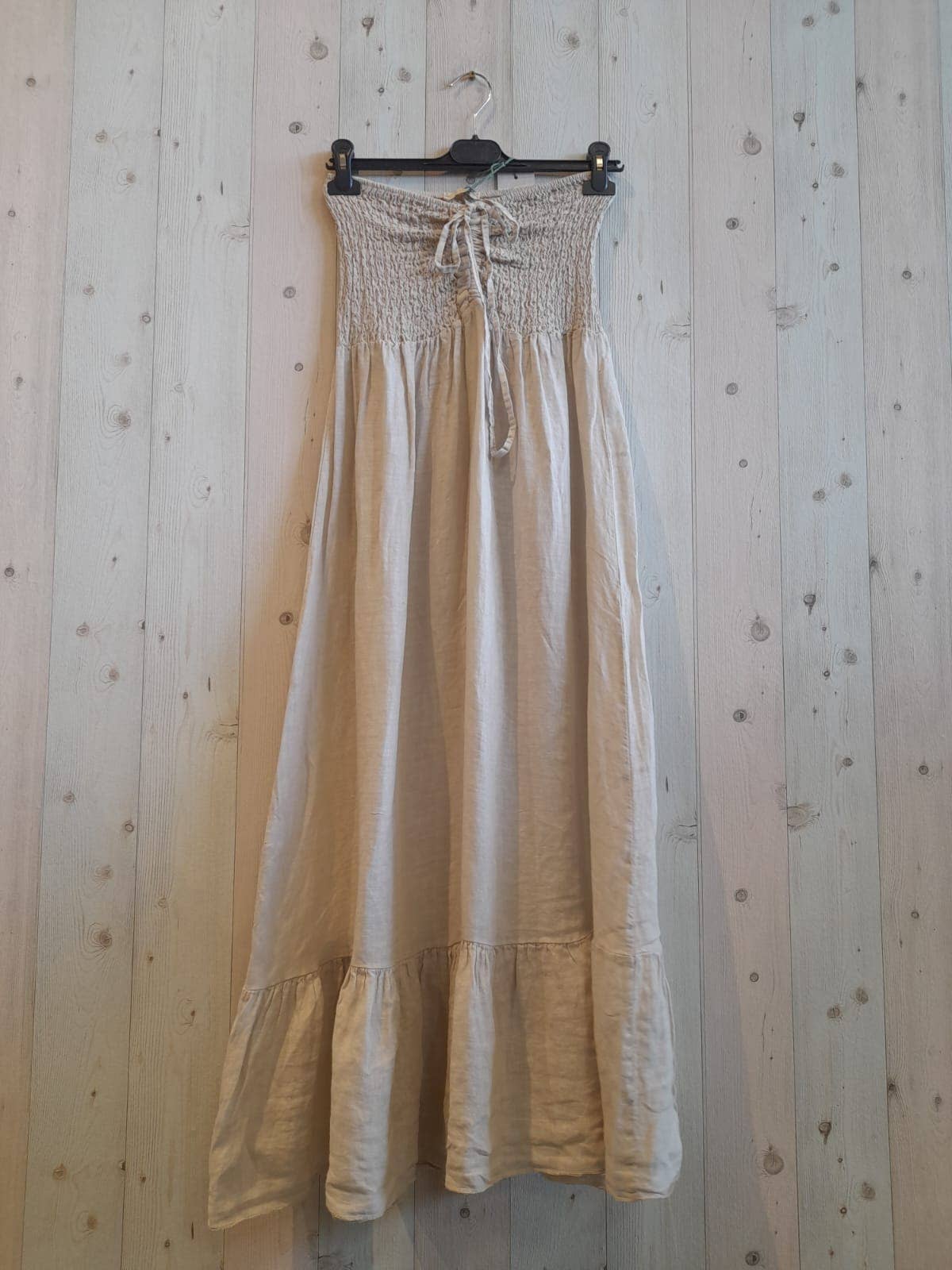 Linen Strapless Maxi Dress