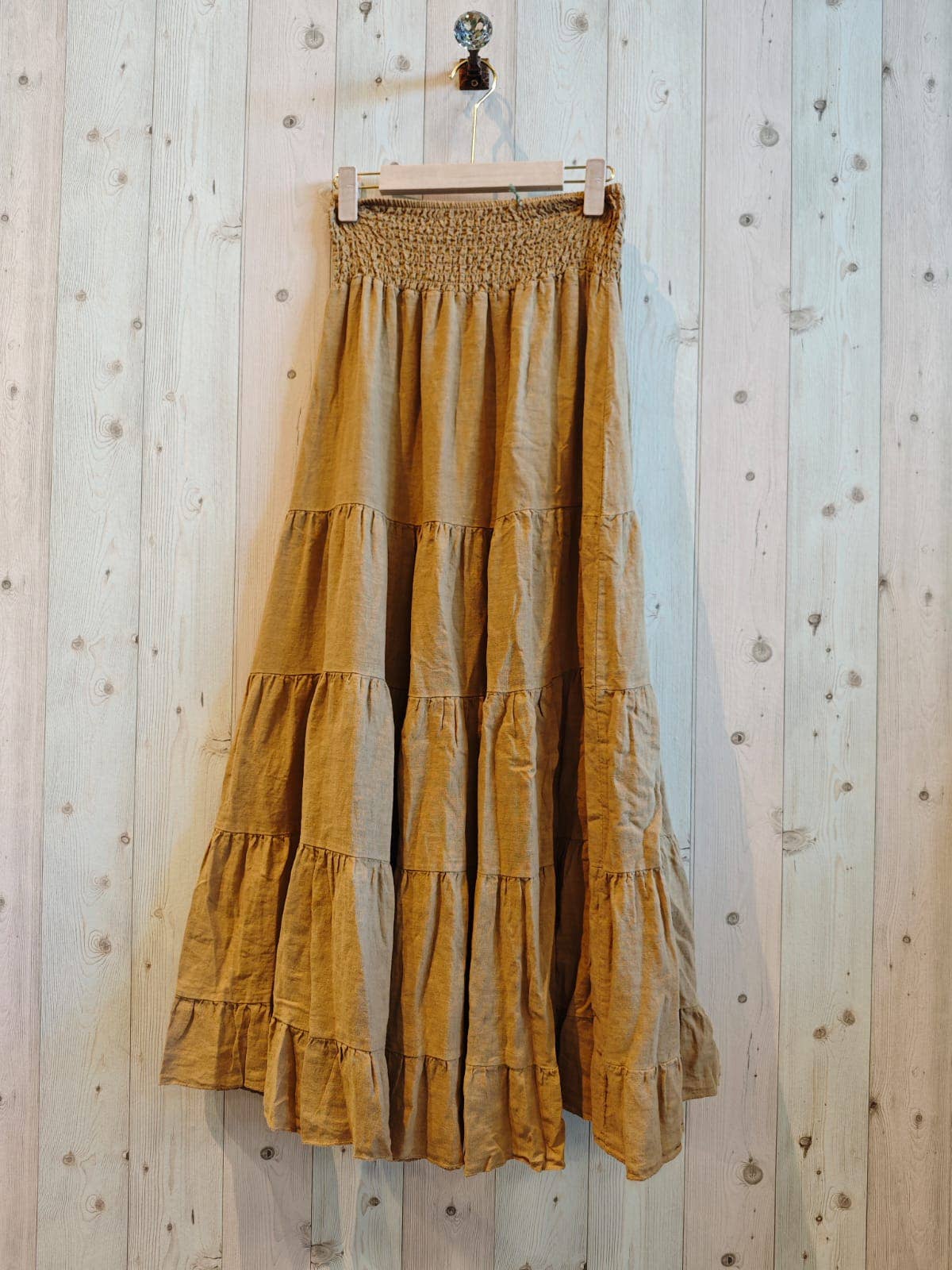 Italian Linen Tiered Bohemian Maxi Skirt