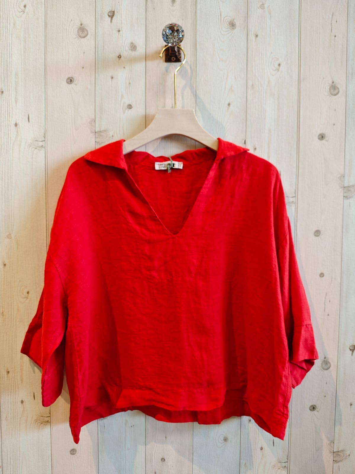100% Linen Collar Blouse