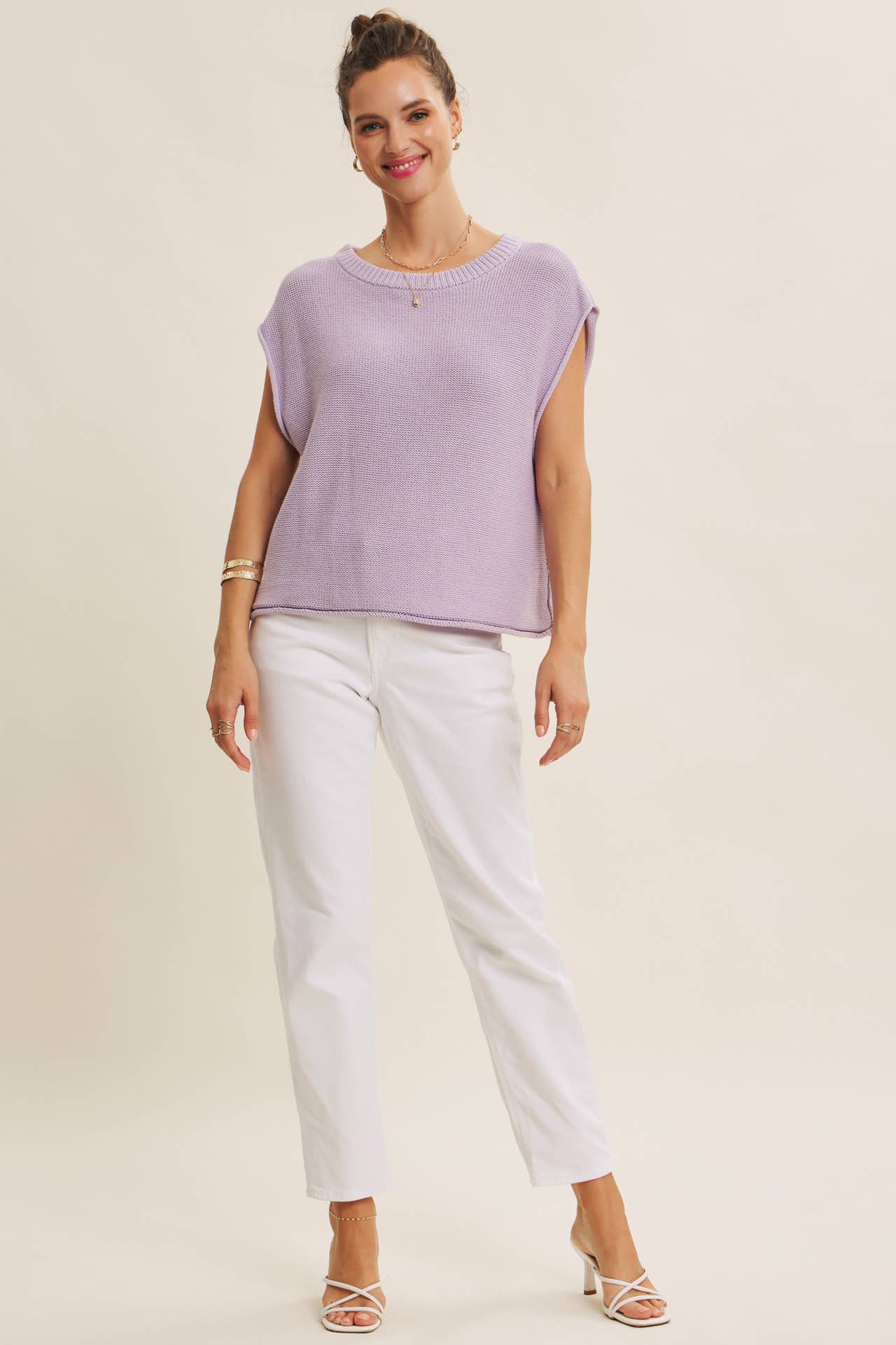 EVERYDAY EDIT RELAXED COTTON SWEATER VEST WITH EXPOSED SEAMS