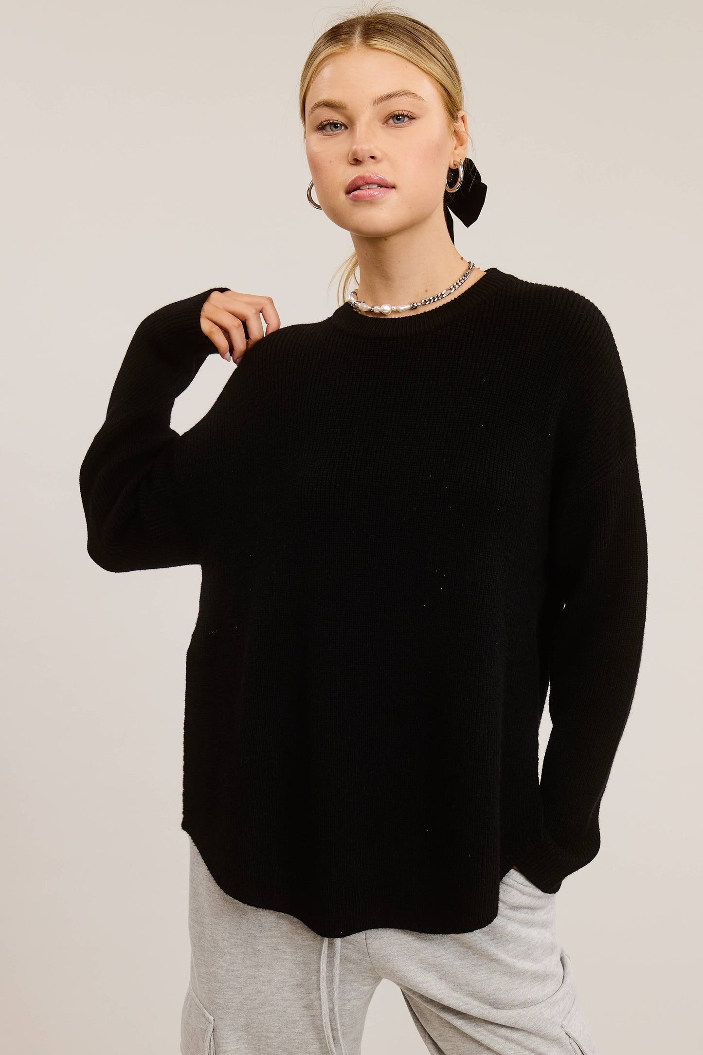 Cozy Knit Sweater with Dual Side Slit