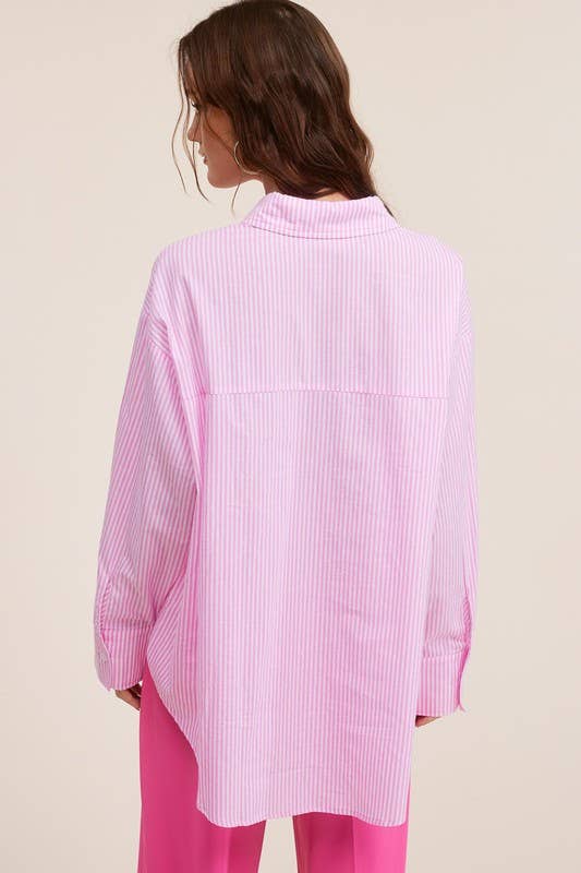 100% COTTON STRIPED BUTTON-DOWN SHIRT