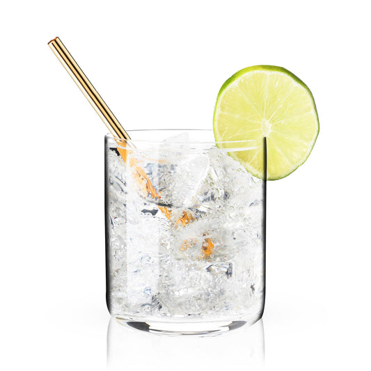 Ecofriendly Straws - Viski Belmont™ Reusable Gold Plated Lowball Straws - Set of 6