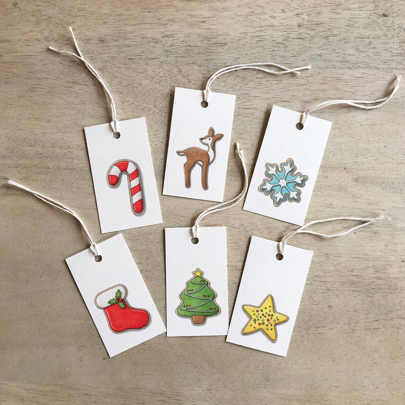 Eco Gift Tags Watercolor X'mas Cookies