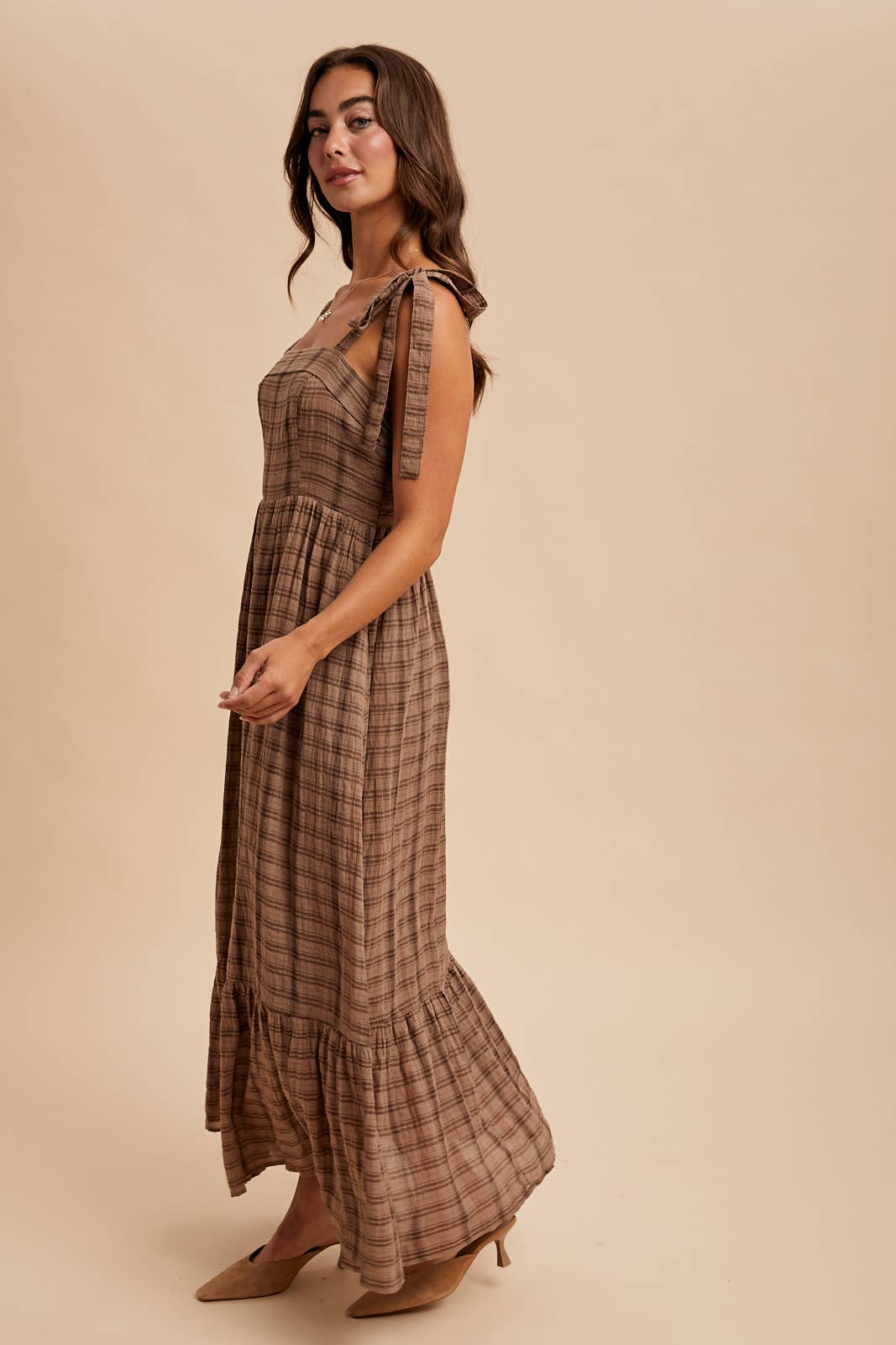 Tartan Red Plaid Cotton Maxi Dress