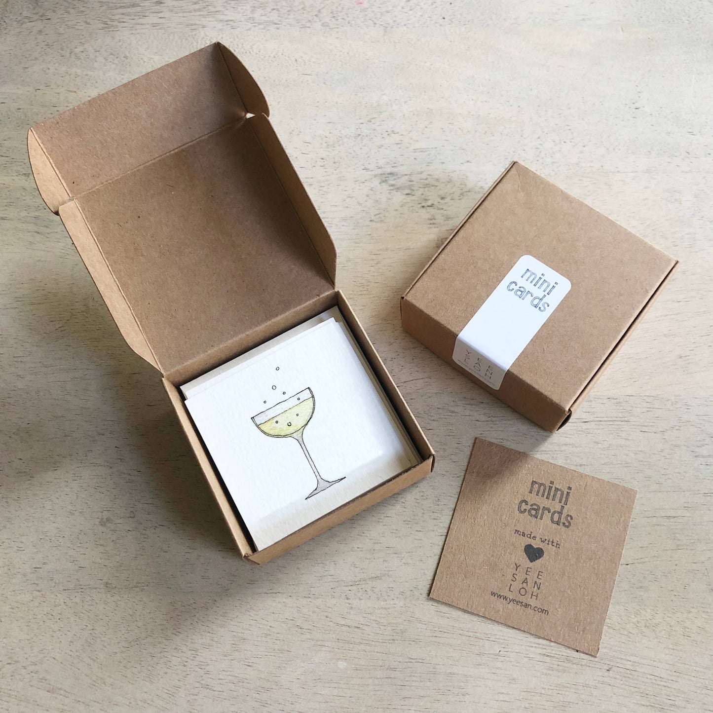 Mini Cards Set with Champagne Glasses
