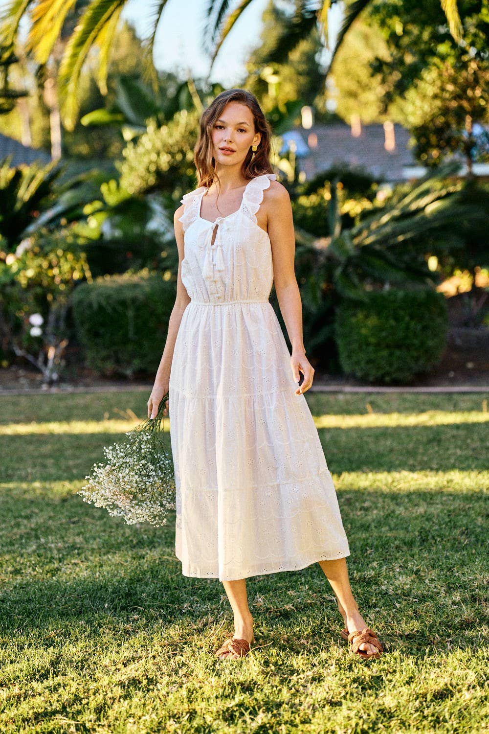 100% Cotton Darling Eyelet Midi Dress