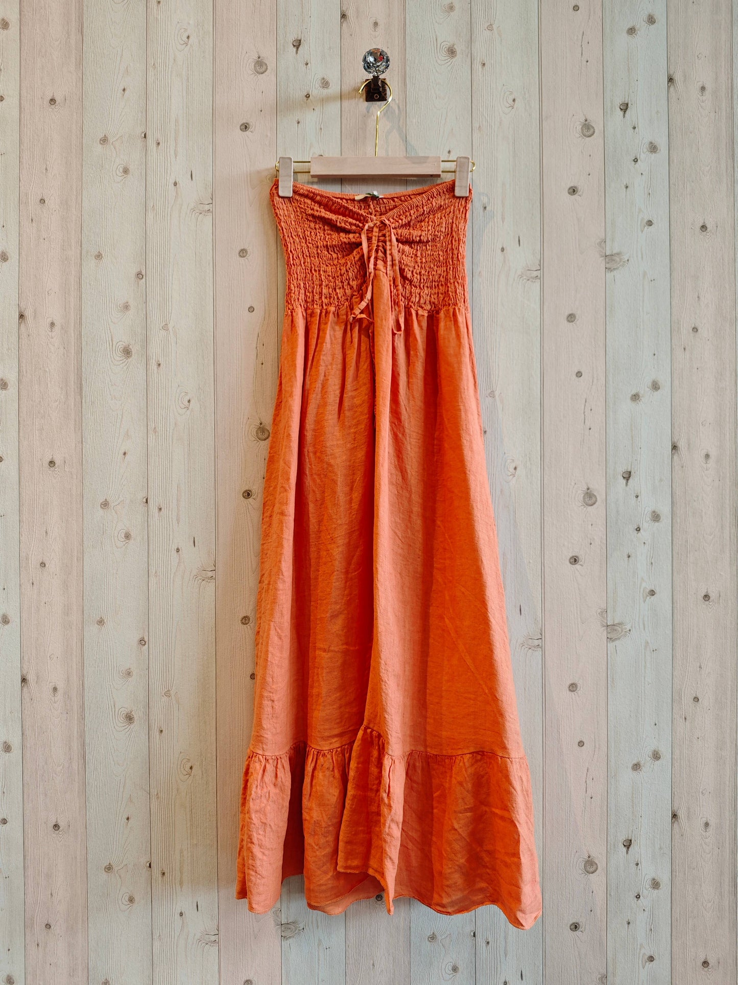 Linen Strapless Maxi Dress